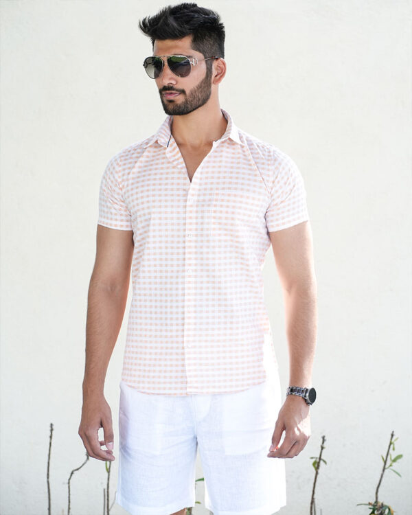 FRESH PASTEL & WHITE GRAPH CHECKED SHIRT
