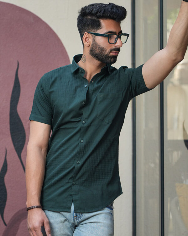 BOTTLE GREEN SOLID SHIRT