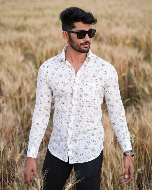 WHITE PRINTED FLORAL ELEGANCE SHIRT