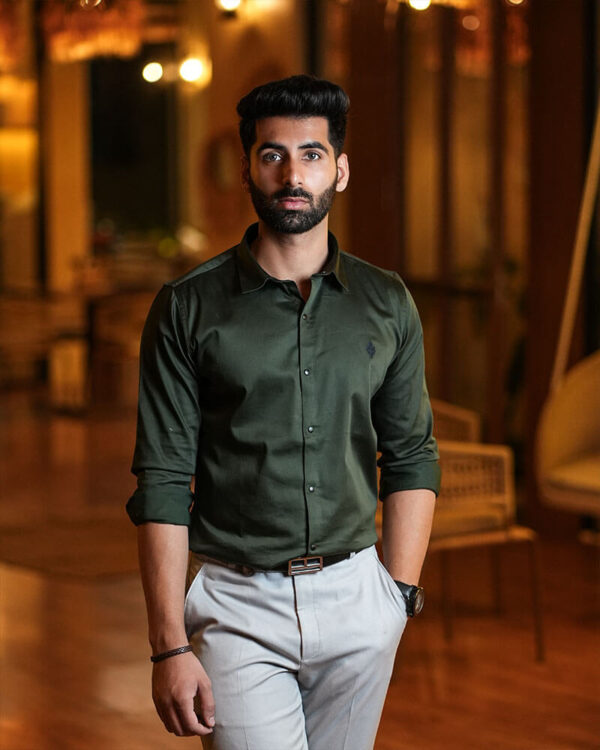 BOTTLE GREEN SOLID SHIRT